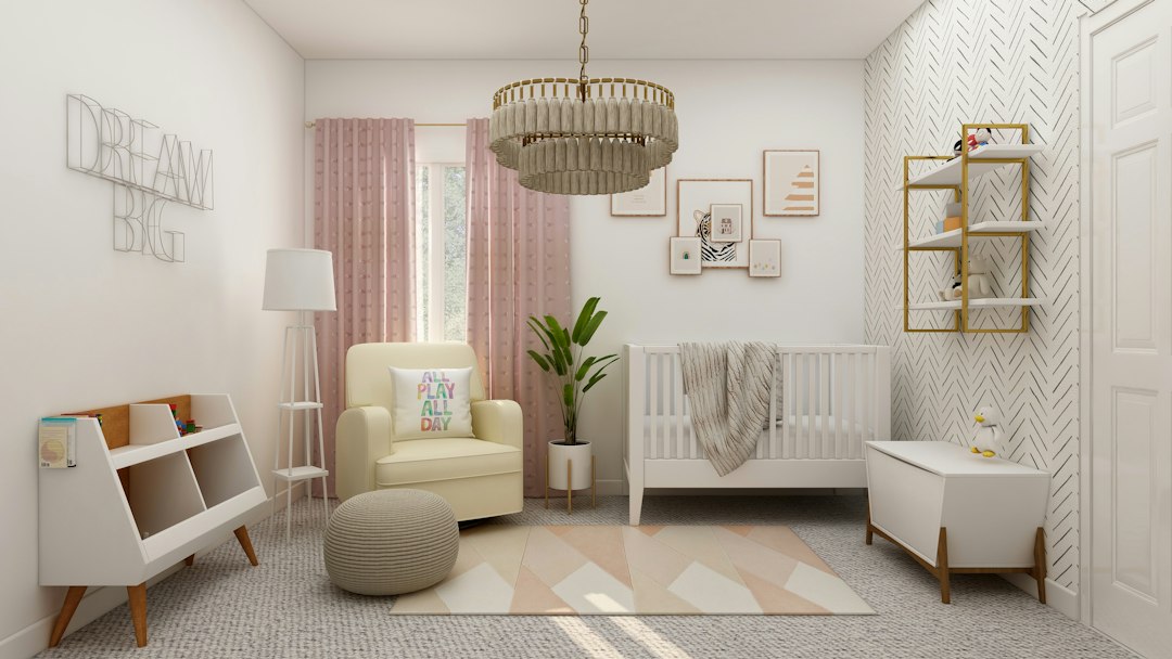 Rustgevend fotobehang met zachte pastelkleuren babykamer. Rustgevend fotobehang met zachte pastelkleuren babykamer.